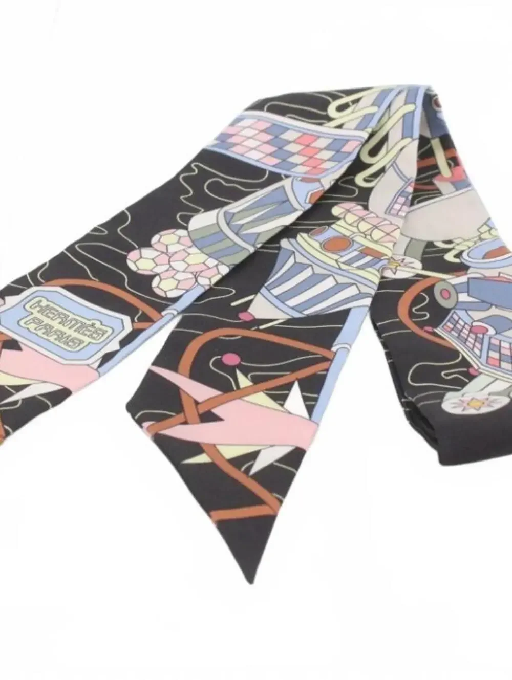 Hermès Twilly Scarf in Noir/Bleu Scarf Odyssey with Original Box and Tags - Picture 1 of 14
